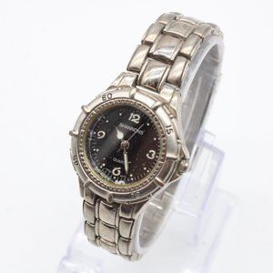 Vintage Shannons Watch Womens SIlver Tone Stainless Steel Classic Black Dial